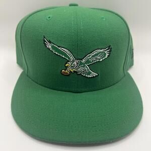 VTG Philadelphia Eagles GreenHat Retro Vintage Bird Logo Fitted 7 1/2 New Era